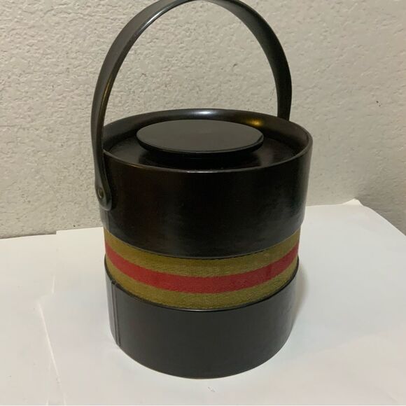 Vintage Kraftware Gucci Style Equestrian Faux Leather Buckle Ice Bucket Barware - Picture 9 of 9